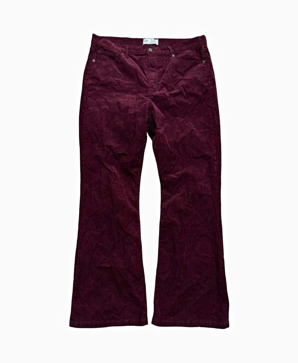 GAP Women’s 70s Flare High Rise Corduroy Jeans Burgundy Stretch Size 33